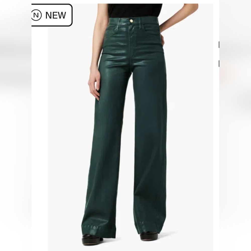 Joe's Jeans-High-Rise Stretch Coated Wide-Leg Sz28(fits 4 or 6) 33 Inseam inches